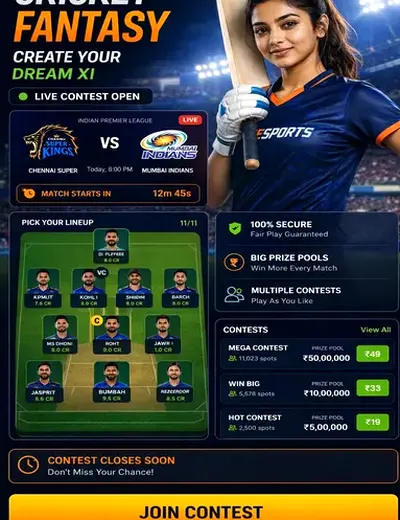 Come (Come Com) fantasy cricket & matchday visual 3